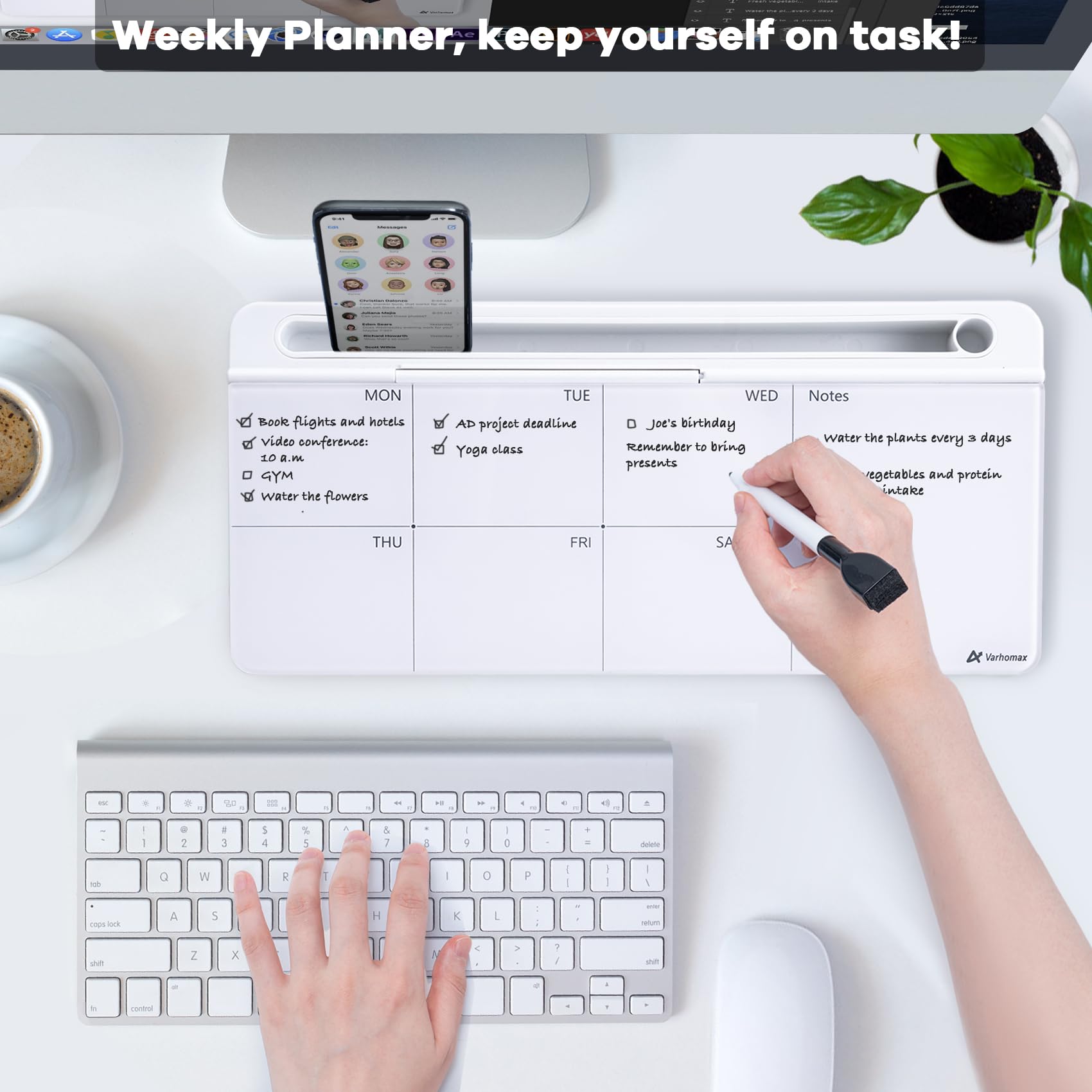 Snapklik.com : Varhomax Glass Weekly Dry Erase Desk White Board ...