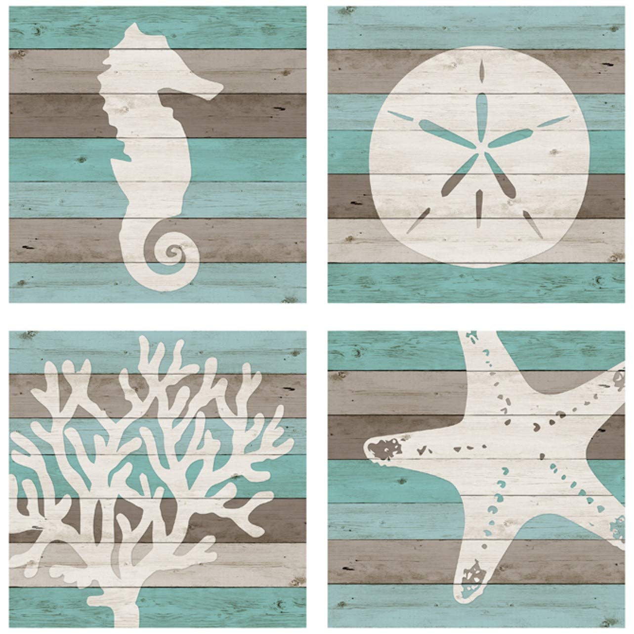 Coaster Square 4 Piece Coastal Wood Home Decor