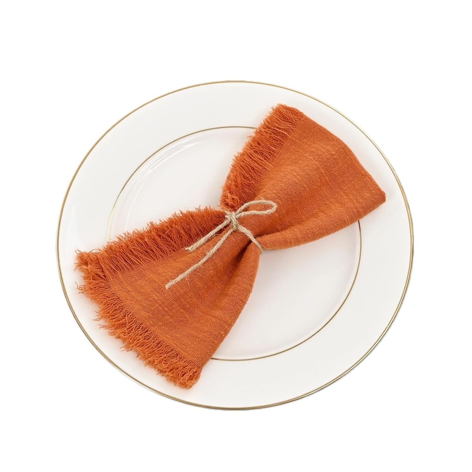 Cotton Linen Handmade Napkins 12PCS with Fringe for table
