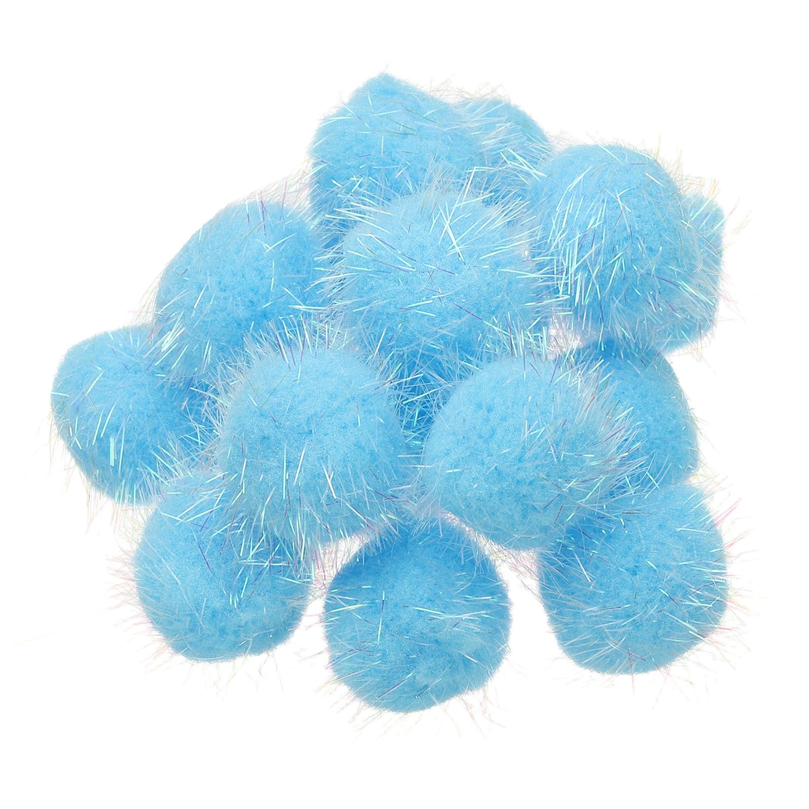 PATIKIL Sparkle Flash Balls, 16 Pcs 1.8 Inch Cat's Favorite Glitter Pom Poms Tinsel Fuzzy Balls for Pet DIY Craft Clothing Hats House Festival, Blue