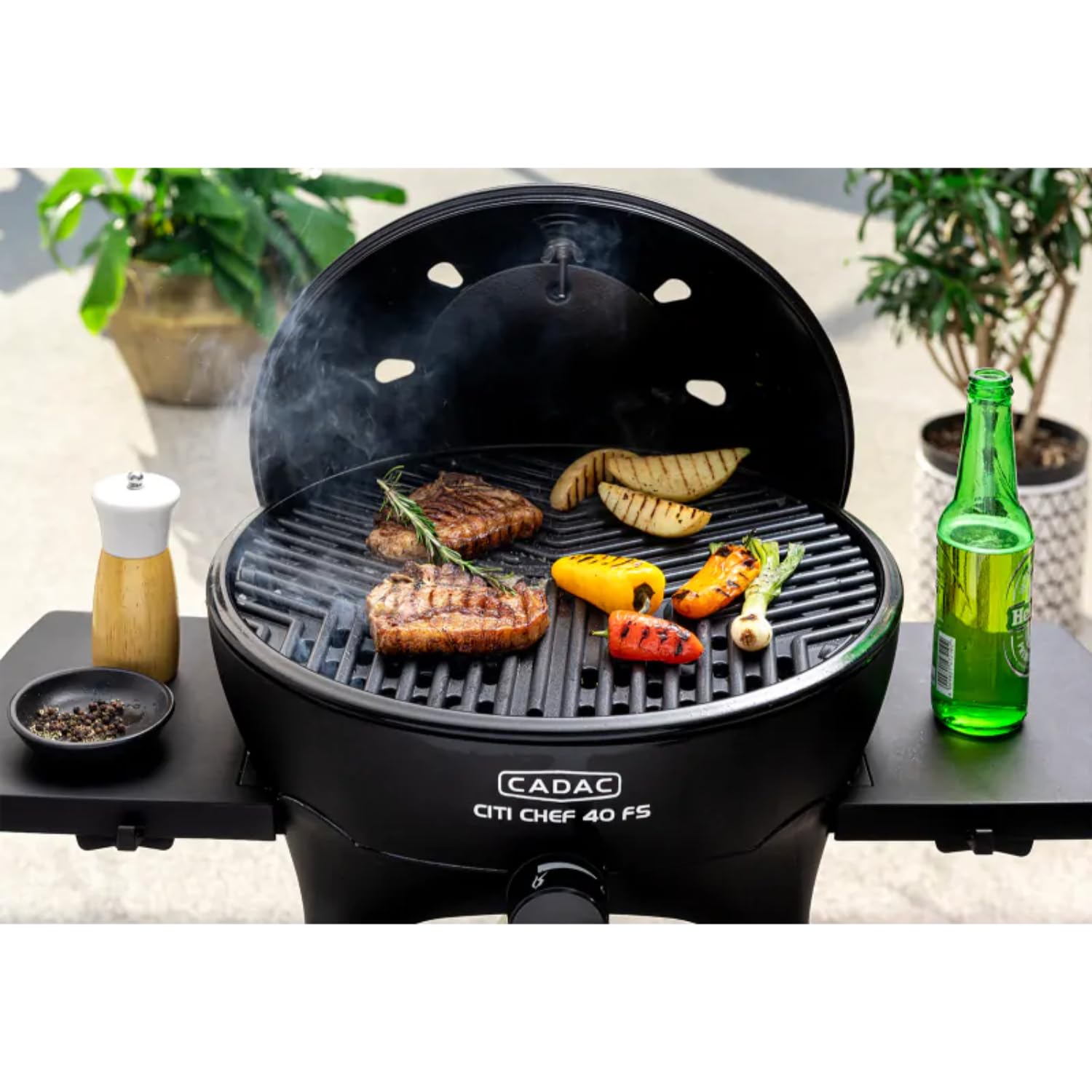 Home>it CADAC Barbecue à gaz Citi Chef avec grille en aluminium antiadhésive et thermomètre intégré dans le couvercle - Noir