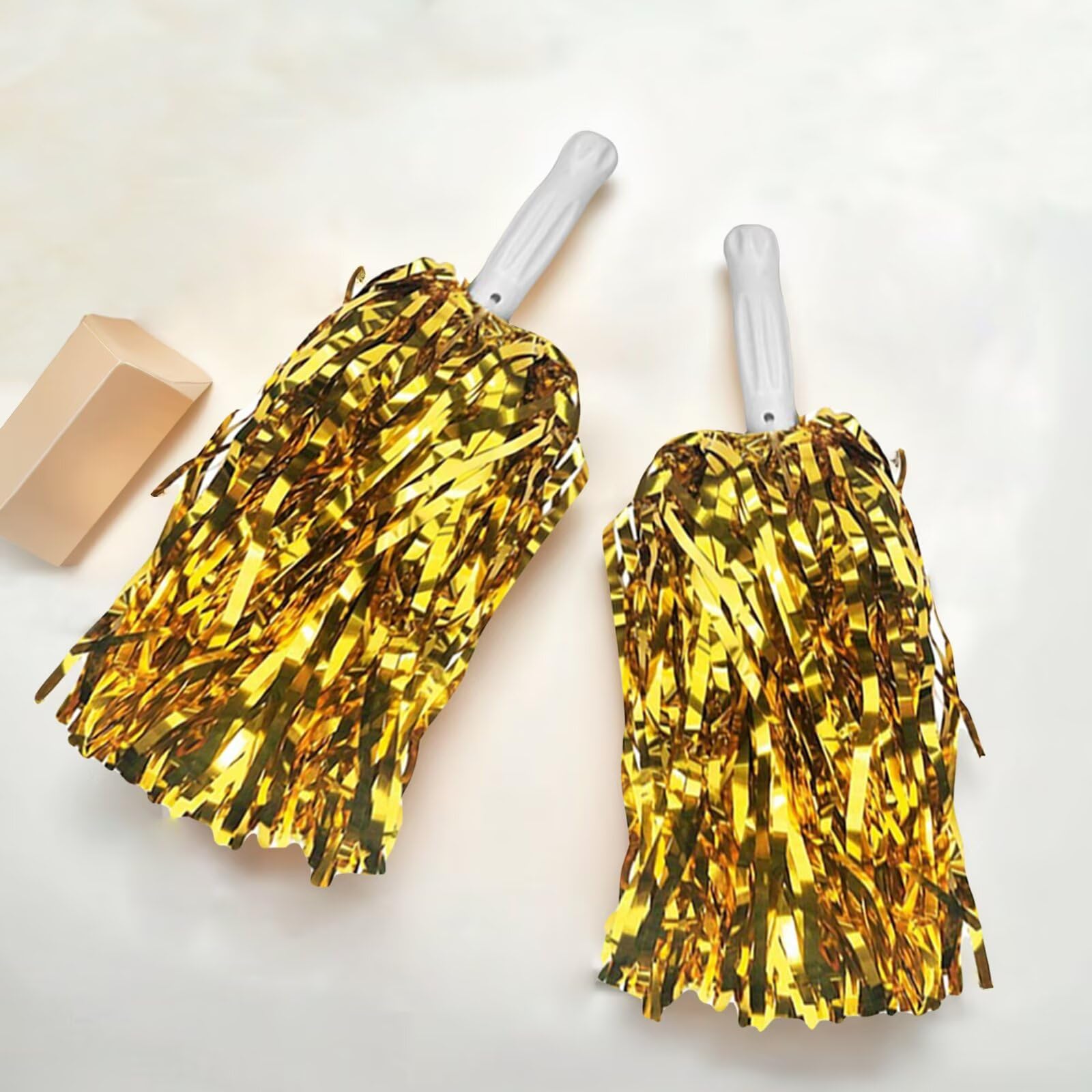 2 pompones negros de animadora de papel metálico para escuadrones deportivos, bailes, fiestas, fútbol, baloncesto, celebración de actuaciones espirituales — view 13