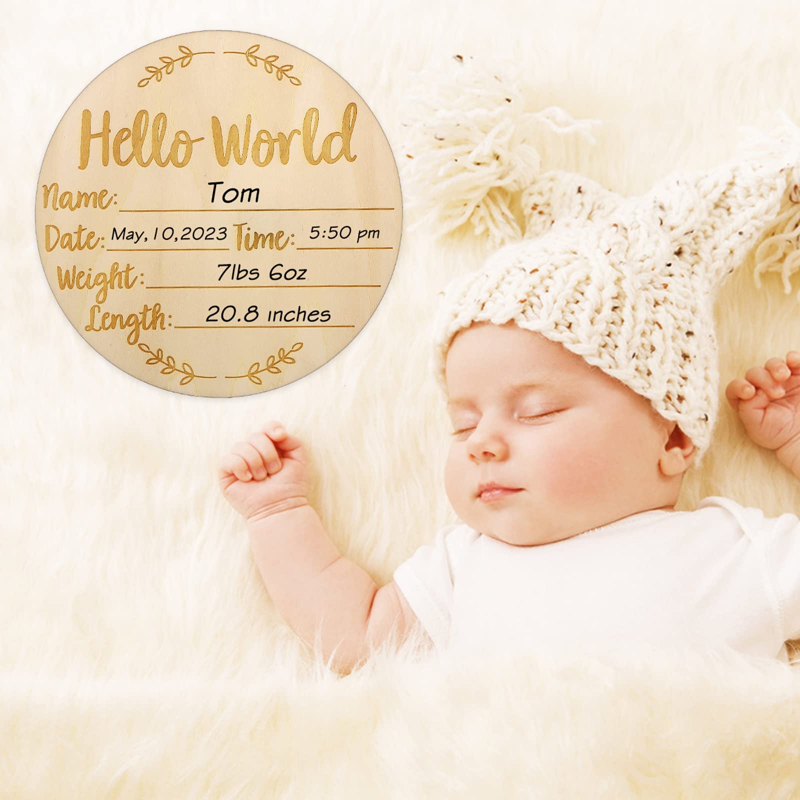 Segno di annuncio del bambino in legno ciao targa del mondo 5