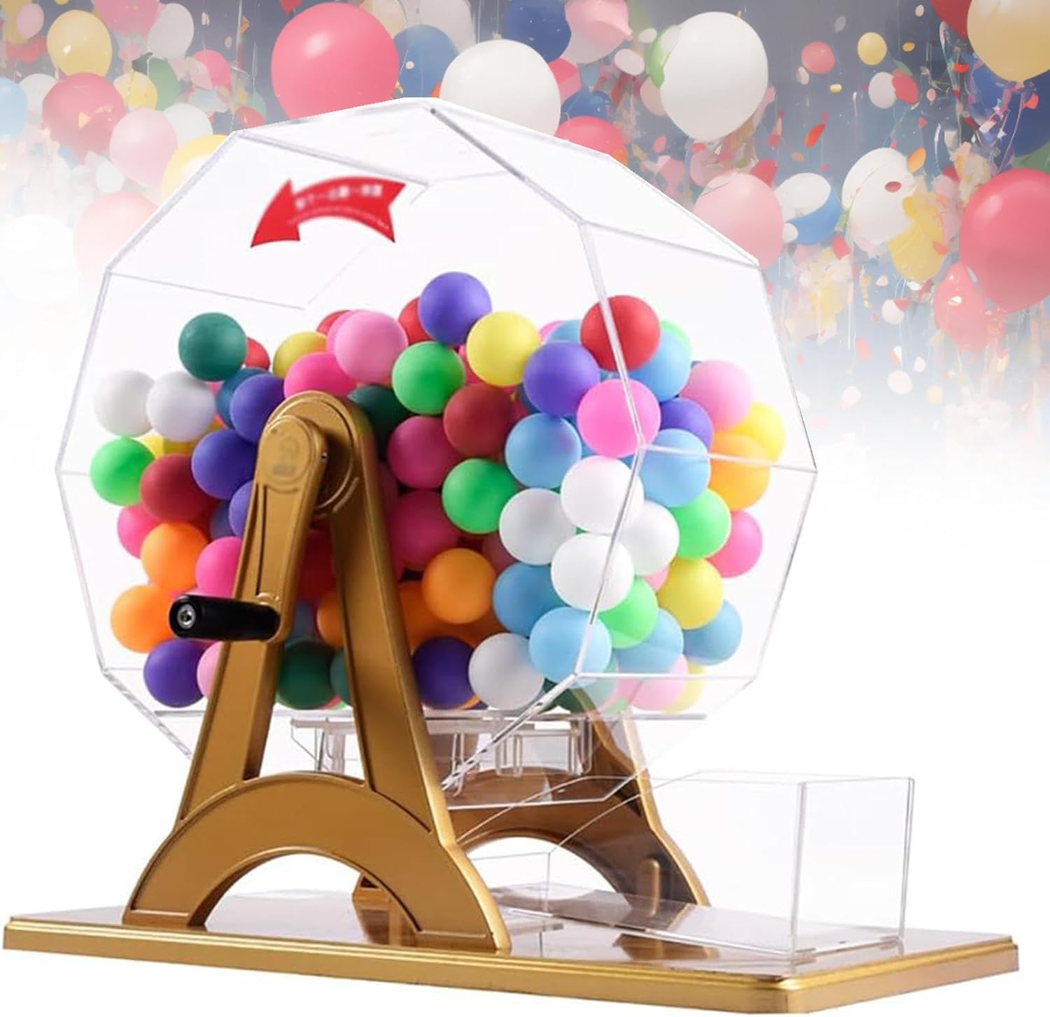 Manual Lottery Drawing Machine, Deluxe Bingo Game Set with 100 Colored Bingo Balls, Props Lottery Machine for Large Groups, Parties, Game Night