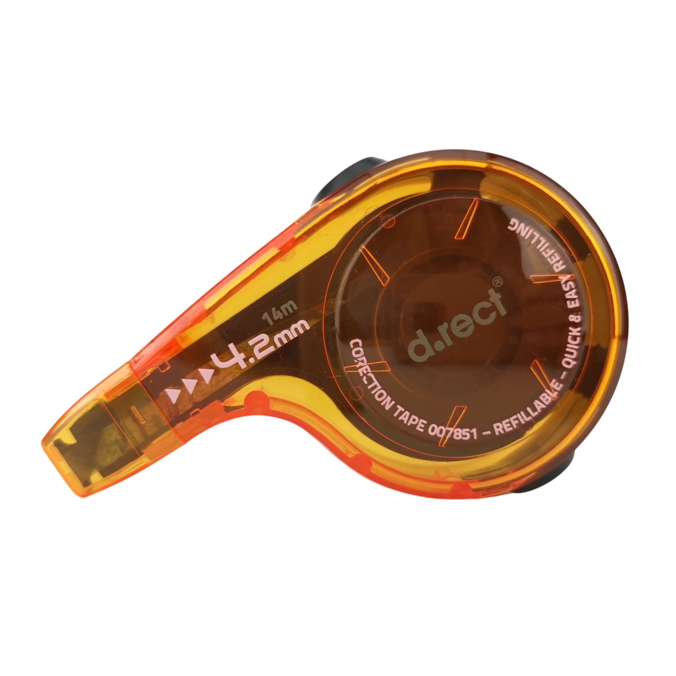 D.RECT Korektor z nakładką ochronną na taśmę, idealny do domowego biura, szkoły lub biura z wymienną wkładką, taśma korekcyjna 4,2 mm x 14 m