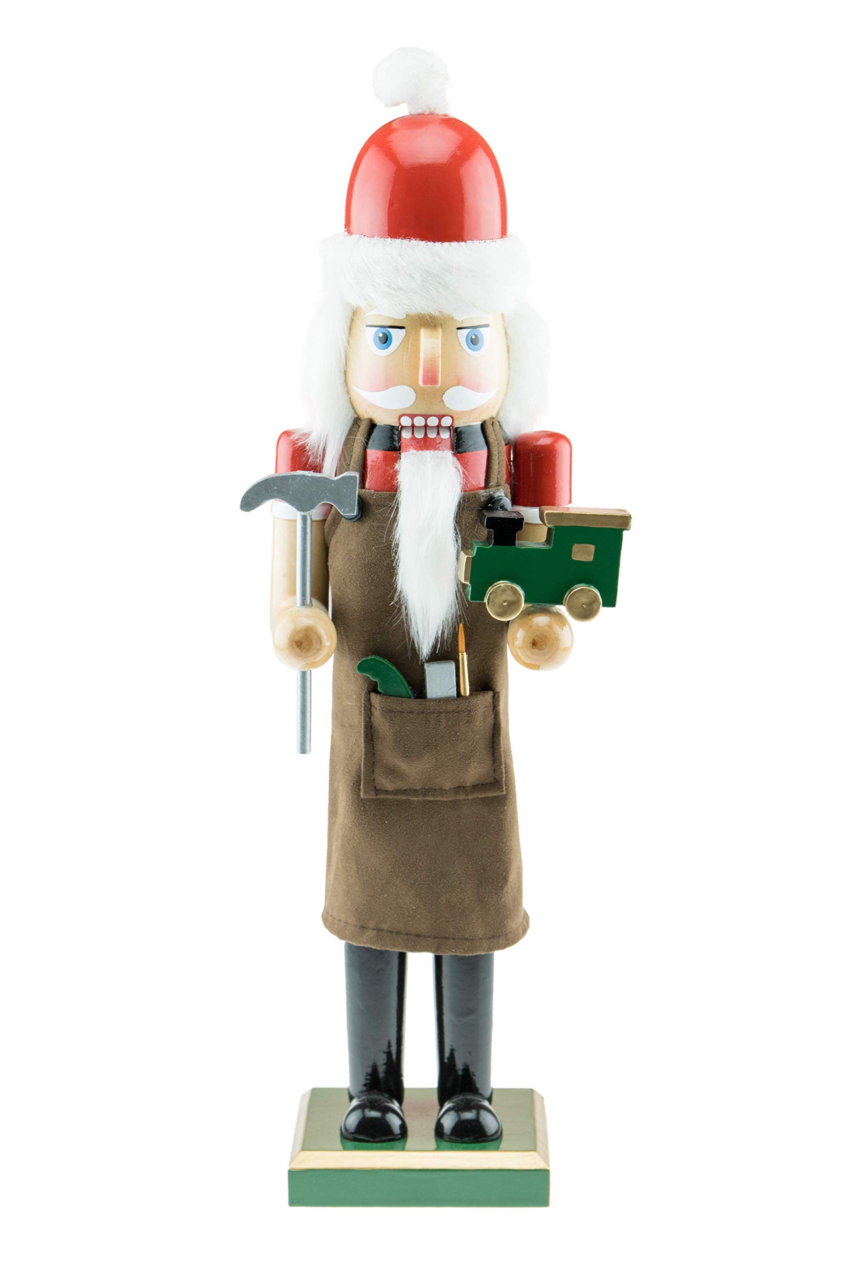 Clever CreationsToy Maker Santa 15 Inch Traditional Wooden Nutcracker, Festive Christmas Décor for Shelves and Tables