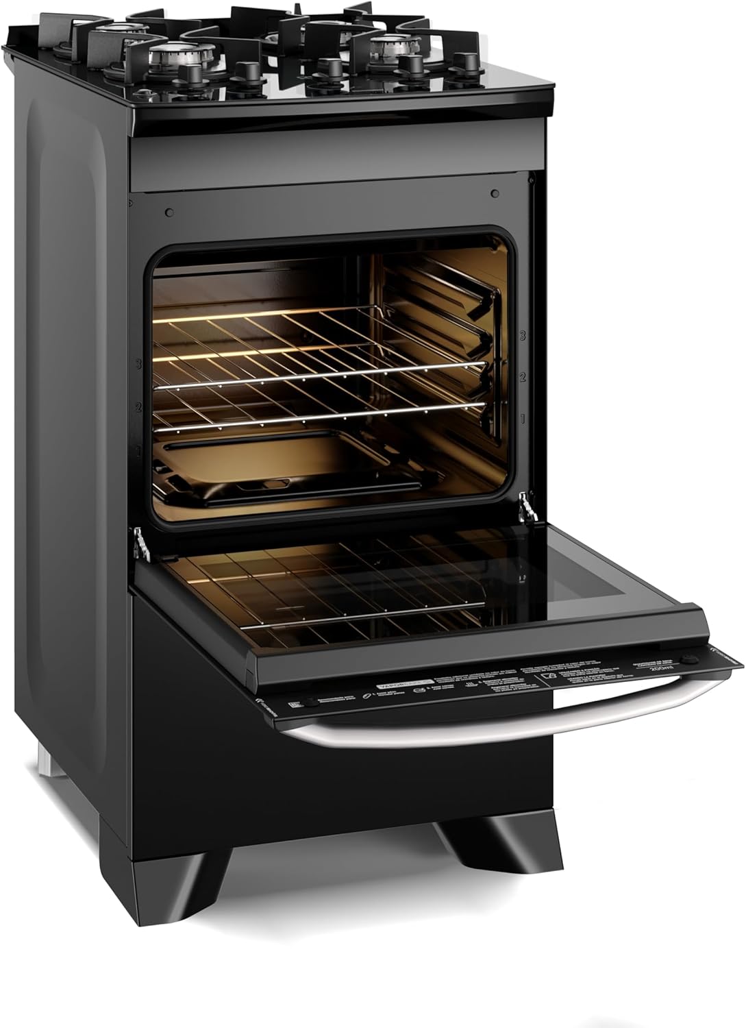 Imagem frontal de um fogão com fundo branco neutro. Imagem frontal de um fogão com fundo branco neutro.