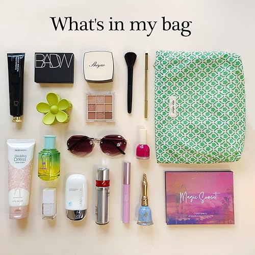 Miniatura 10 de STARDW Bolsas de cosméticos de flores para mujeres y niñas, bolsa de maquillaje de viaje, bolsa de maquillaje de lona de gran capacidad, bolsa