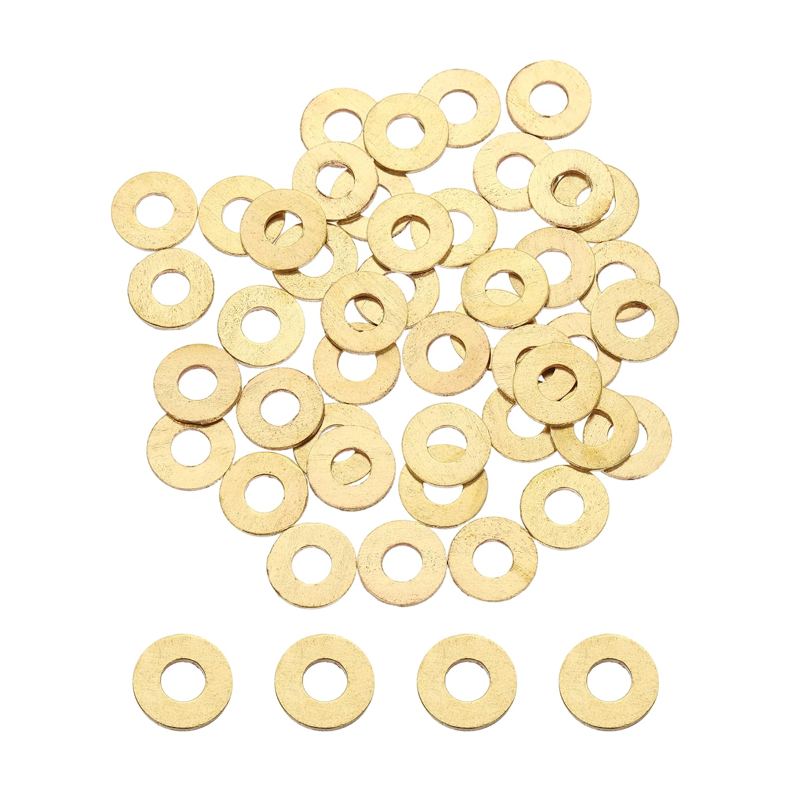 PATIKIL M5 Flat Washers, 56PCS 12mm OD 1mm Thick Brass Ring Thin Flat Spacers Metal Sealing Gasket Ring for Screw Bolt Faucets Hose