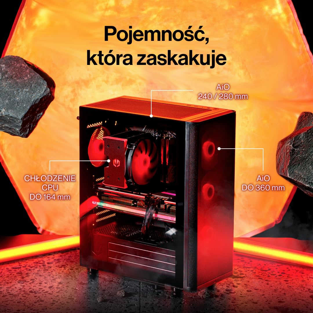 ENDORFY Ventum 400 ARGB, Obudowa PC ATX z Hartowanym Szkłem, 4x Stratus 120 PWM ARGB, Mesh Front, USB-C, Obsługa AiO 360 mm, Gaming Case dla Mini-ITX mATX ATX