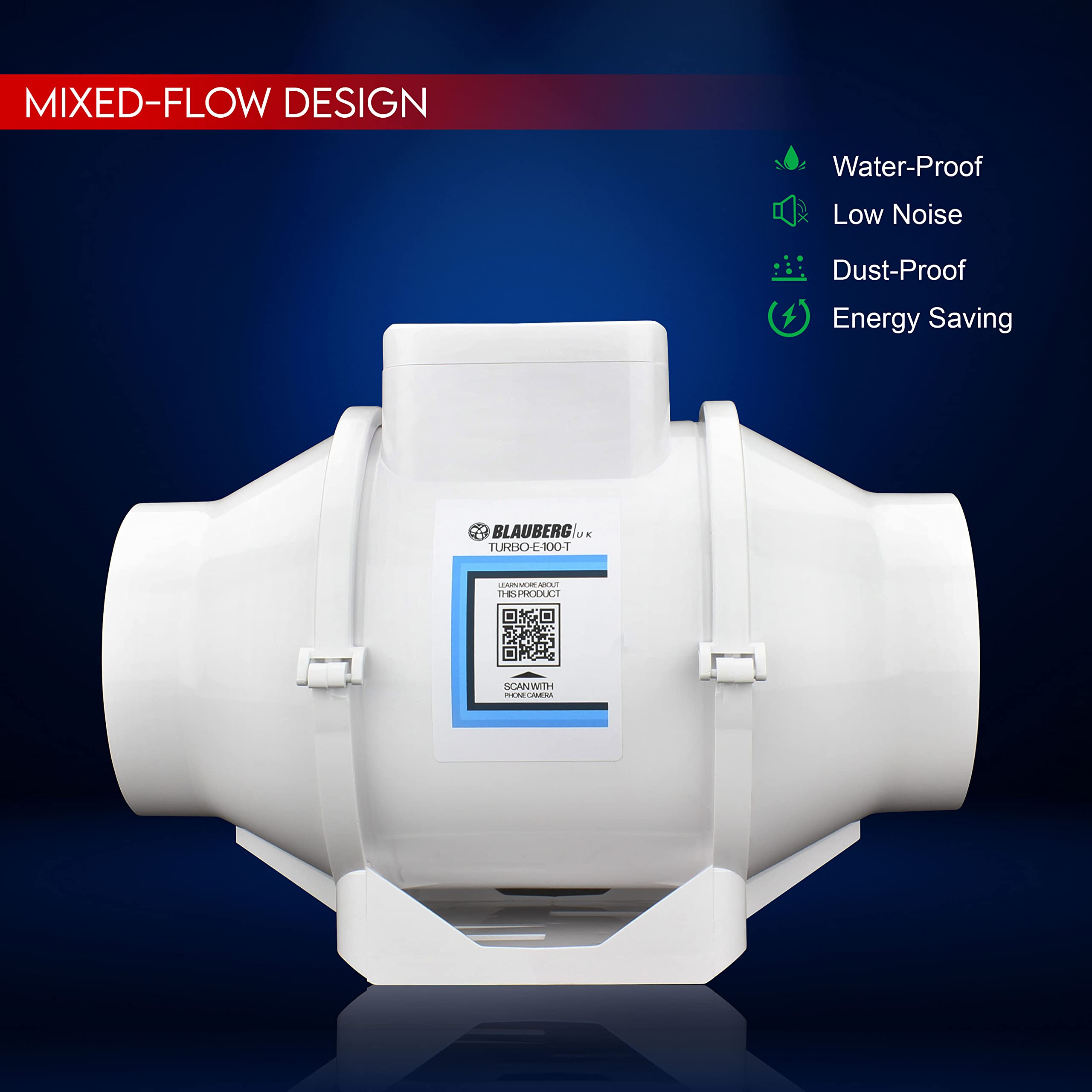 4 inch Loft Mounted Inline Shower Ceiling 100mm in Line Bathroom