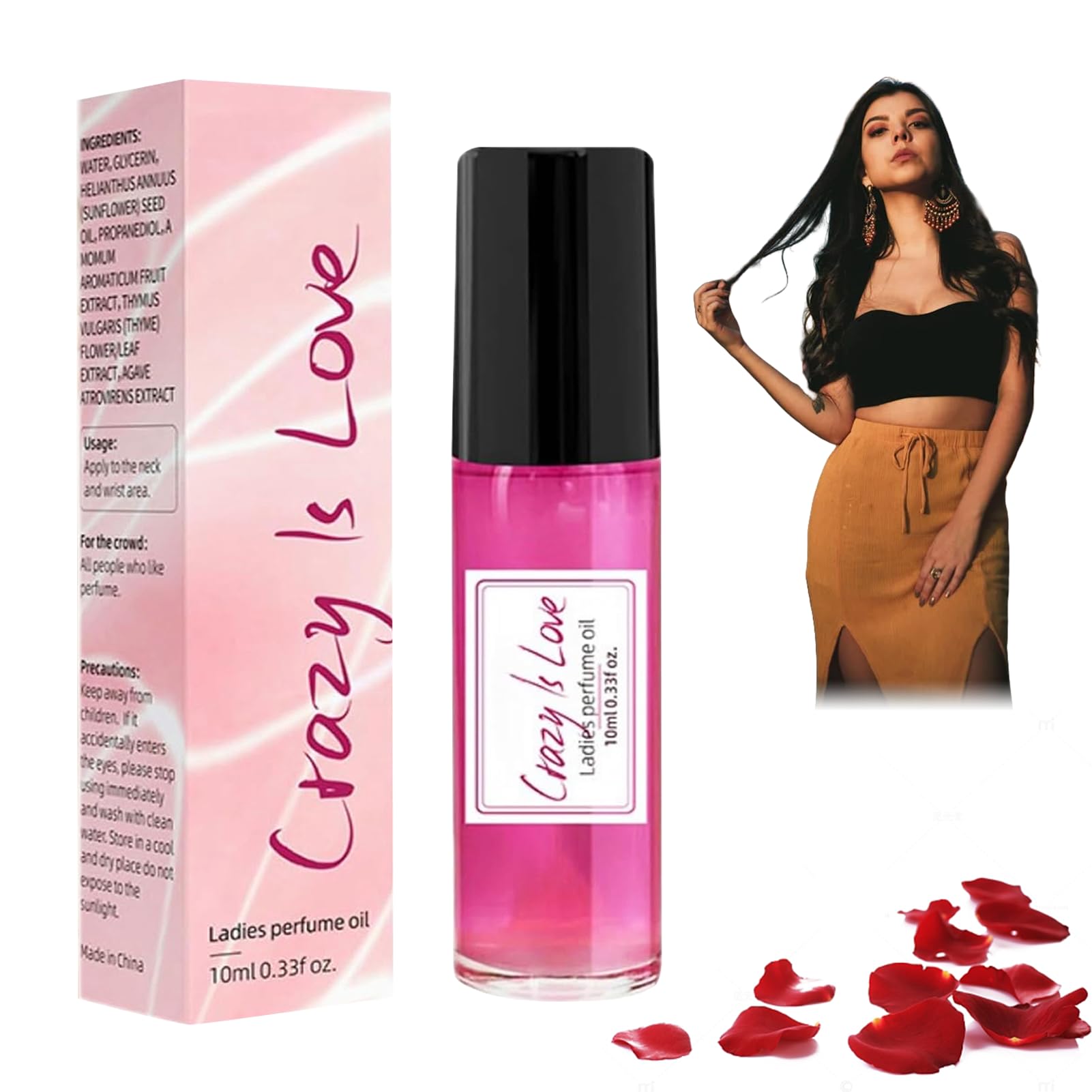 Crazy Is Love Pheromone Perfume Oil,Pheromones Perfumes For Women,Long-Lasting Portable Roll On Fragrance,Releases A Charming Fragrance To Enhance Your Femininity And Attract Men (Small)