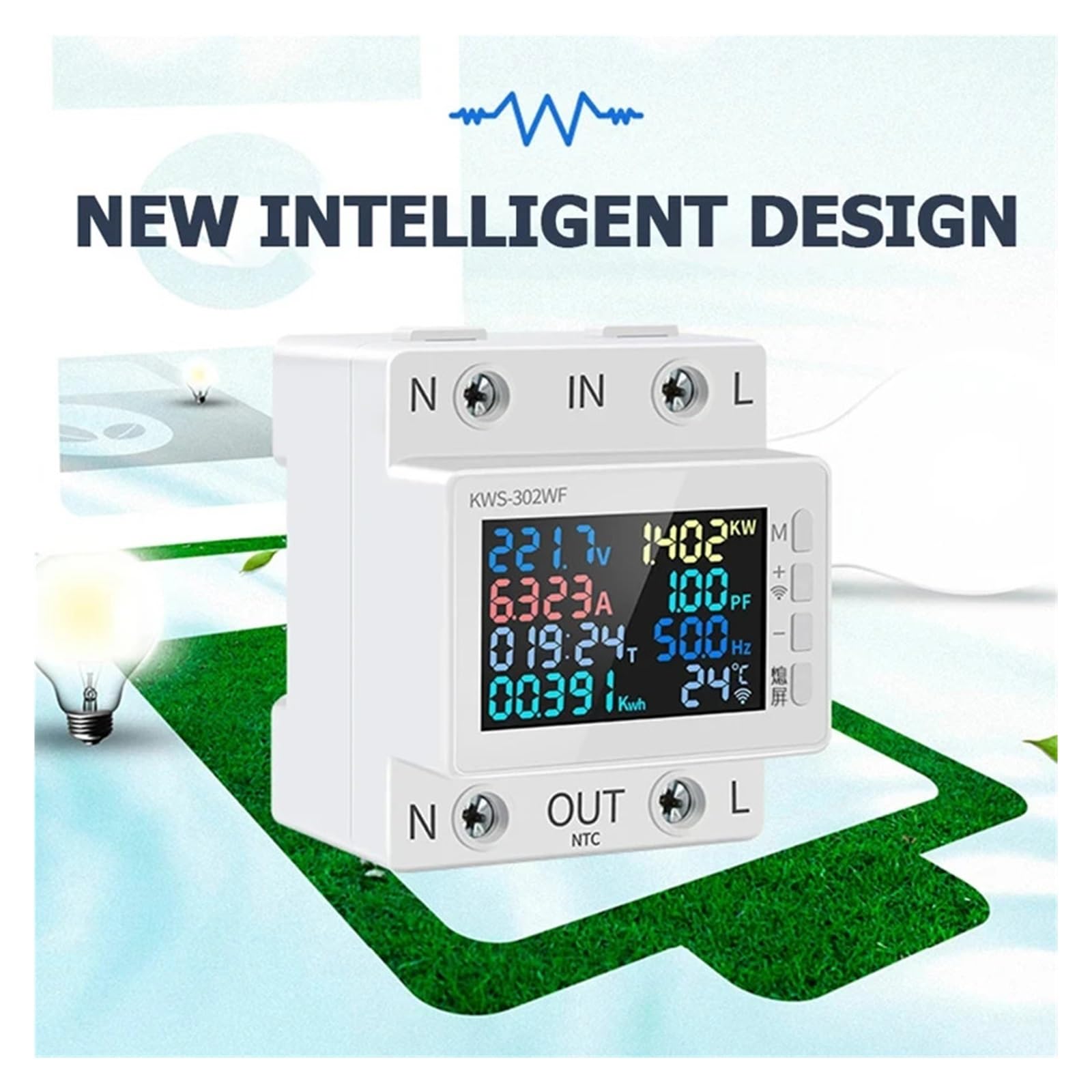 Tuya WiFi 8 In1 Misuratore Di Potenza 2P Contatore Di Energia AC Controllo APP 170-270 V/63A Misuratore Di Tensione E Corrente Misuratore Di Elettricità Vita Intelligente