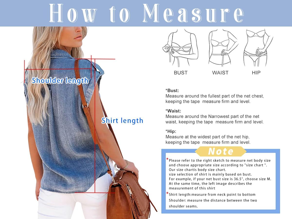 chouyatou Women's Casual Distressed Button Down Sleeveless Denim Jean Shirt Tops - Image 6