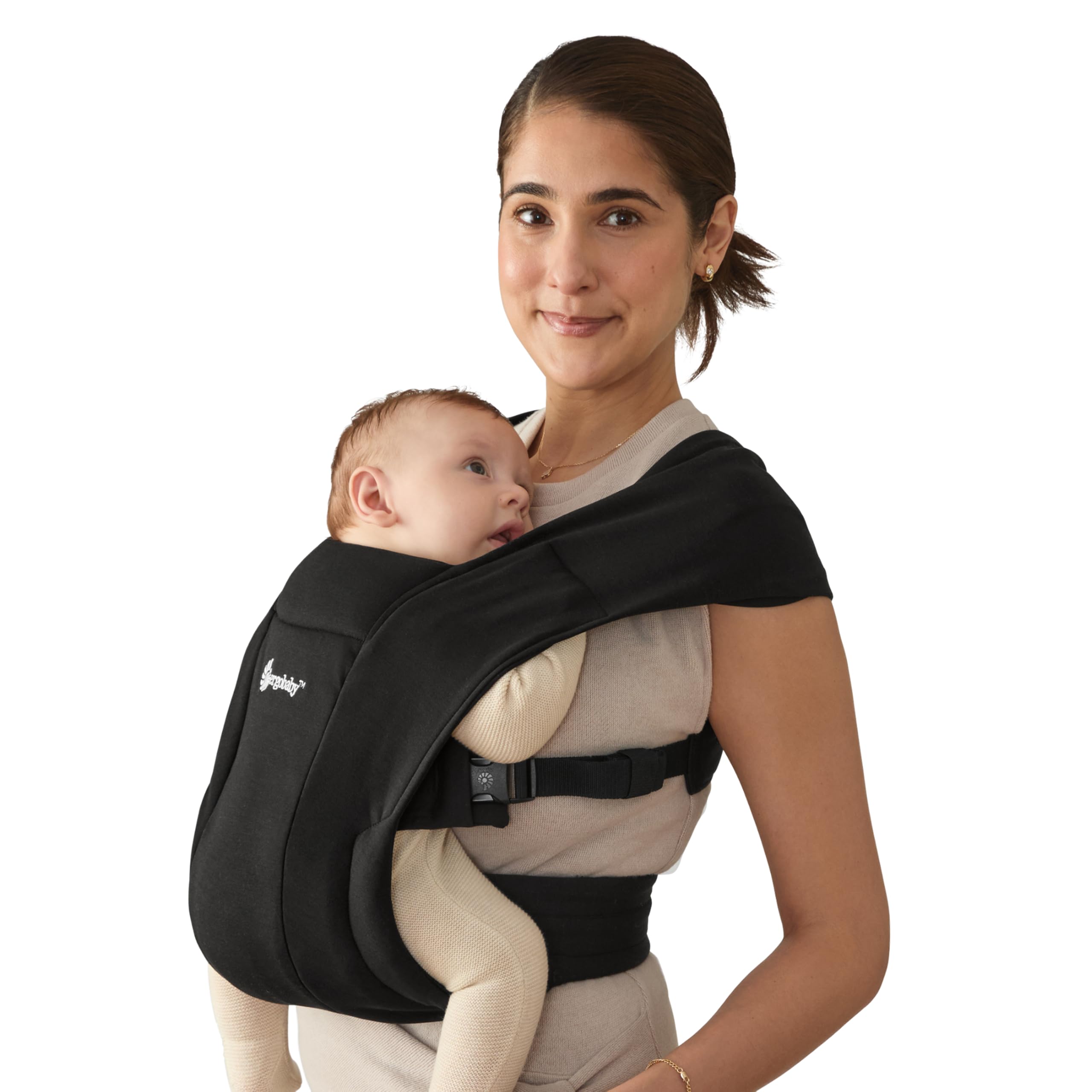Ergobaby Embrace Newborn Baby Carrier for Infants 0-12 Months (7-25 lbs) - Ergonomic 2-Position Infant Carrier with Head and Neck Support, Hip-Healthy Positioning - Pure Black - carriers and accessories | Mubboo