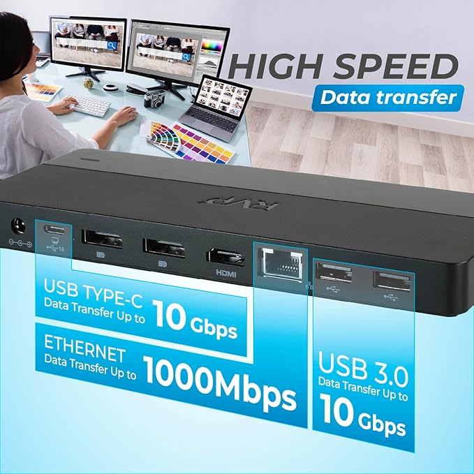 Hub USB C RVP+ Dual Monitor con Dual 4K DisplayPort y Carga 100W miniatura 9