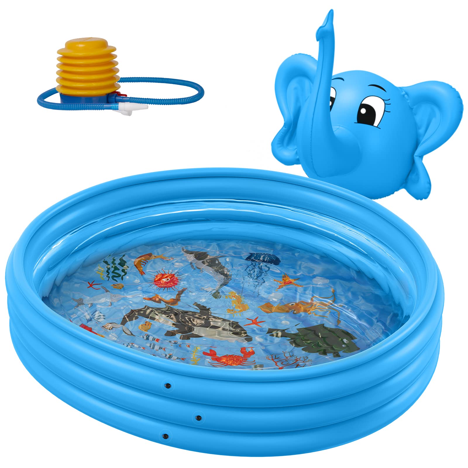 Buy Ingbelle Kiddie Pool, Inflatable Swimming Pool, 50”X12”, 3 Rings Round Splash Above Ground