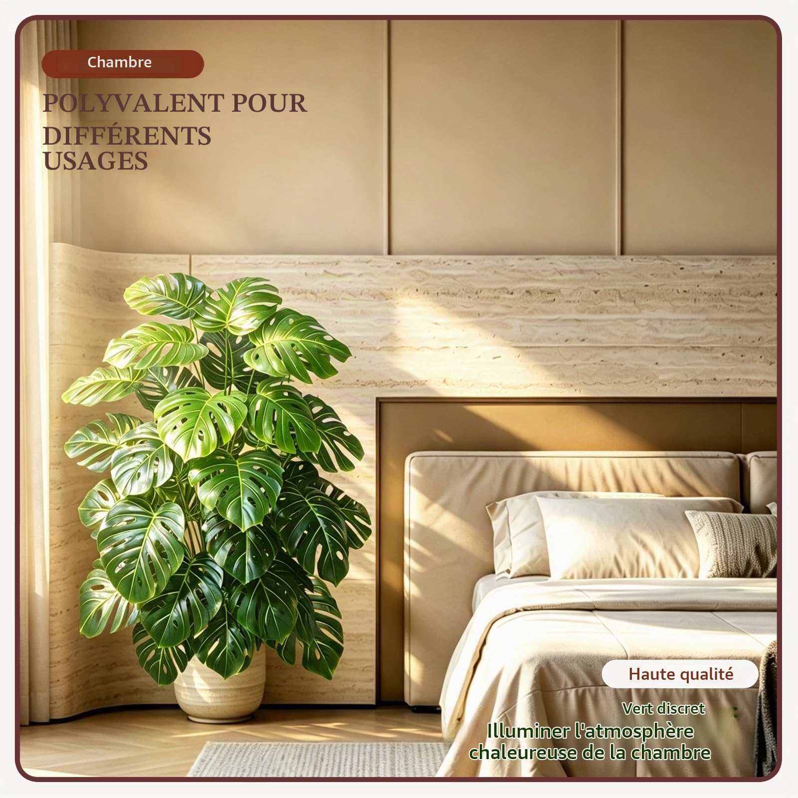Monstera Artificielle, 135 cm, 36 Feuilles, Fausse Plante | Grande Plante Artificielle Tropicale Sans Entretien, Déco Intérieure Extérieure : Salon, Balcon, Bureaux, Espaces Commerciaux