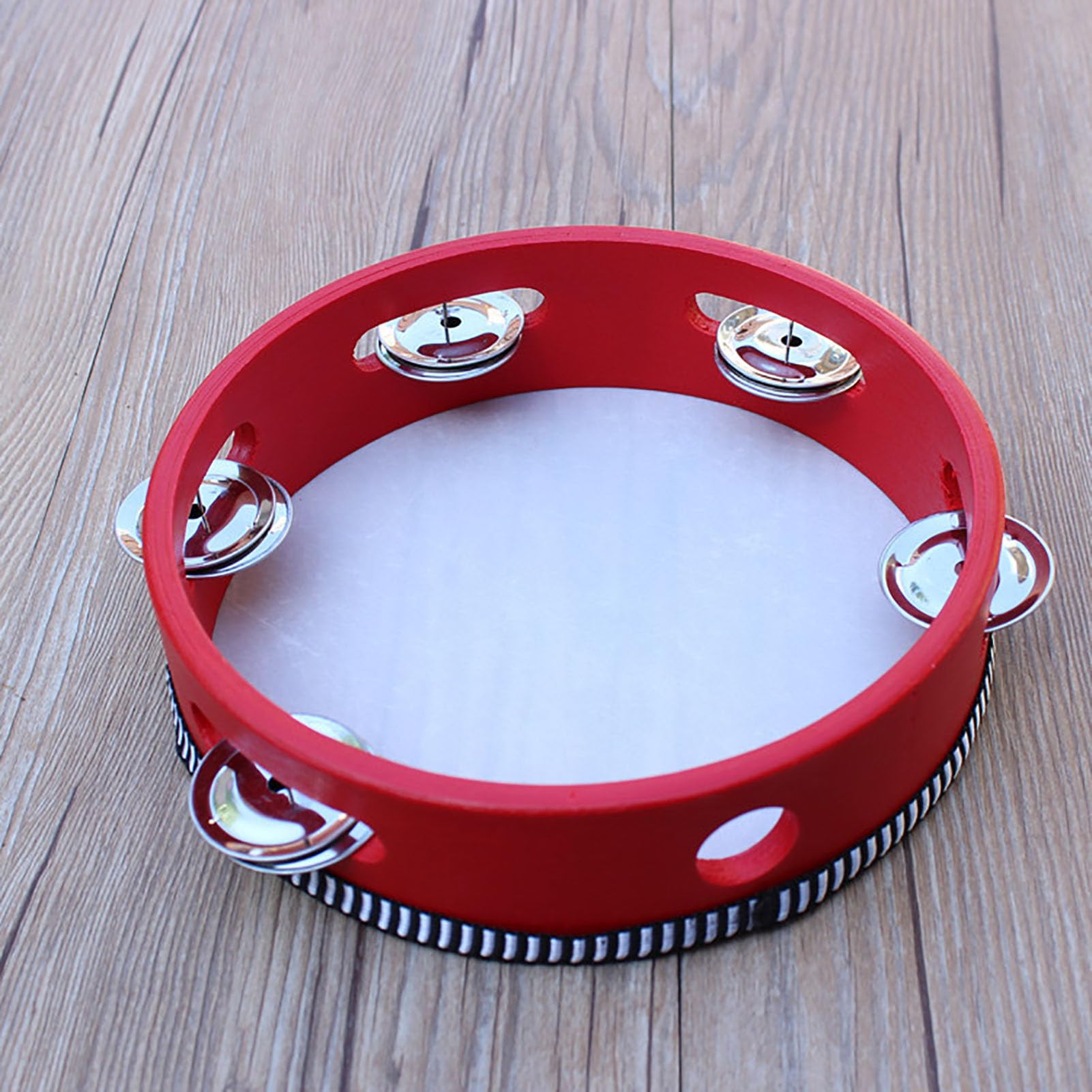 Tambourin, Tambour de Cloche à Main en Bois avec Jingles, Instrument de Musique à Percussion éducatif pour Enfants ou Adultes (4 pouces rouge Tambourin, Tambour de Cloche à Main en Bois avec Jingles, Instrument de Musique à Percussion éducatif pour Enfants ou Adultes (4 pouces rouge