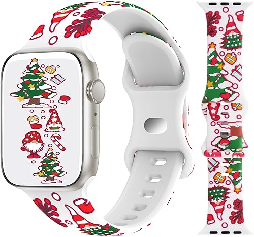 TSAAGAN Correas de silicona navideñas compatibles con Apple Watch Band de 1.496 in, 1.575 in, 1.614 in, 1.654 in, 1.732 in, 1.772 in, correa suave
