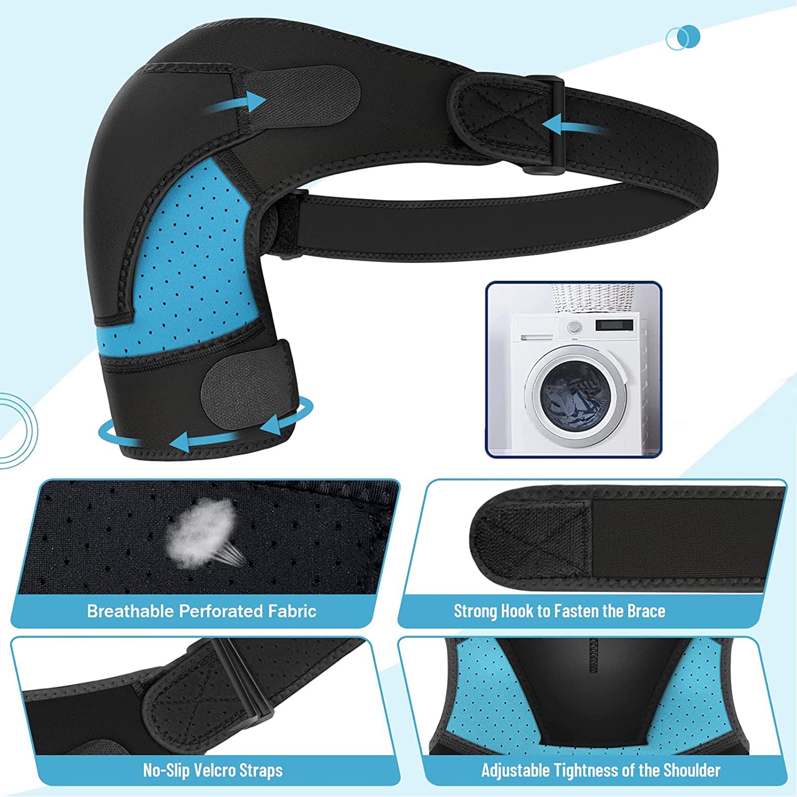 Tutore Spalla Destra E Sinistra Neoprene Braccio Supporto Della Spalla Benda Regolabile Supporto Per Braccio Fascia Spalla Tendinite Dislocazione Della Spalla Lesioni Sportive (Blu)