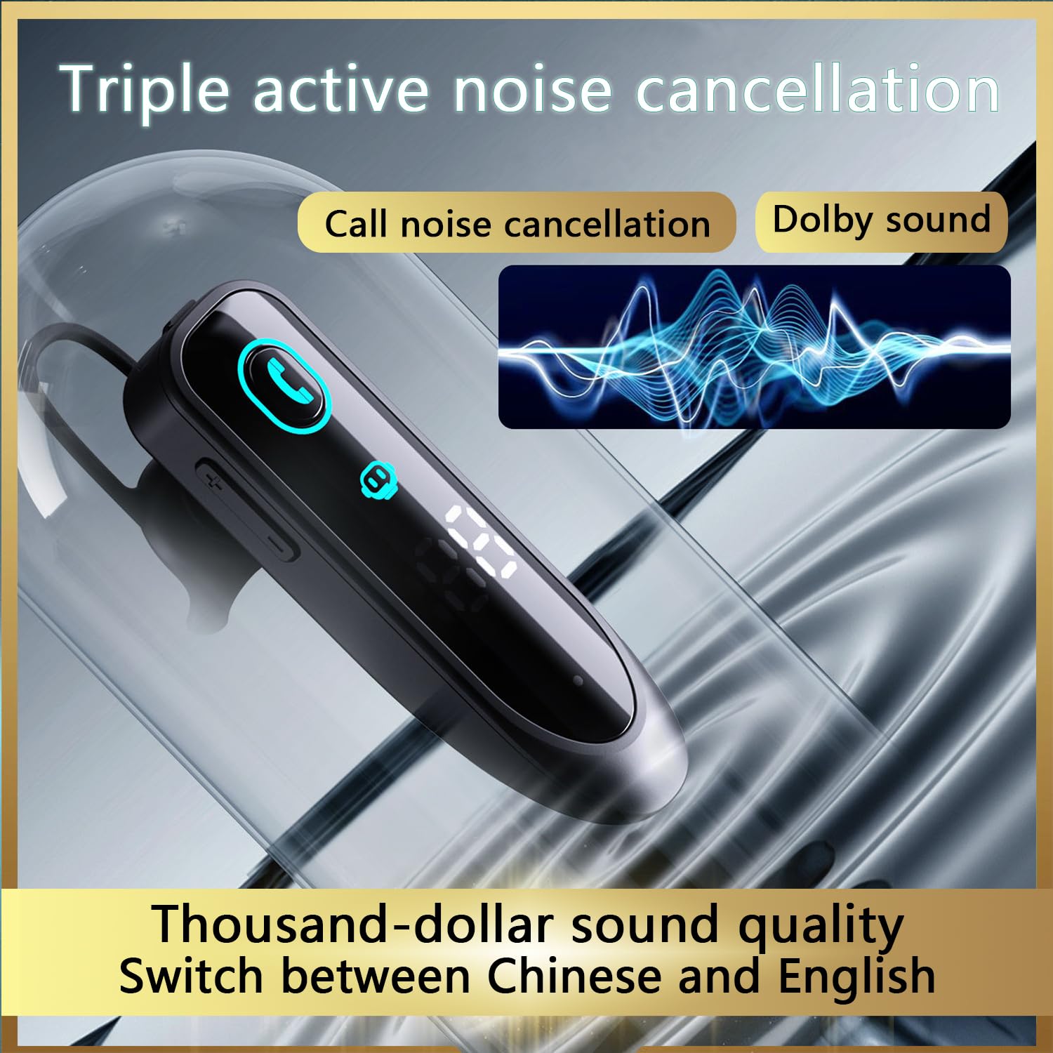 eppfun Bluetooth Headset Stereo Wireless in-Ear Noise Canceling Single Side Business Headset TWS Mini Portable IPX7 for Rider Driver