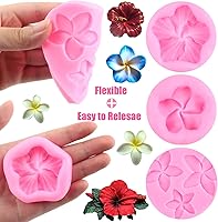 Vista 2 de ZiXiang Plumeria - Molde de silicona para flores de hibisco, moldes para decoración de pasteles, decoración de cupcakes, caramelo de chocolate
