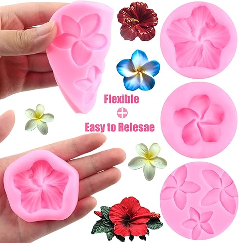 Miniatura 2 de ZiXiang Plumeria - Molde de silicona para flores de hibisco, moldes para decoración de pasteles, decoración de cupcakes, caramelo de chocolate,