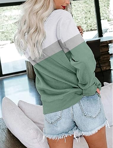 Miniatura 4 de PGANDS Women's Color Block Sweatshirt Tops Long Sleeve Crewneck Soft Cute Lightweight Tunic Pullover with Pocket