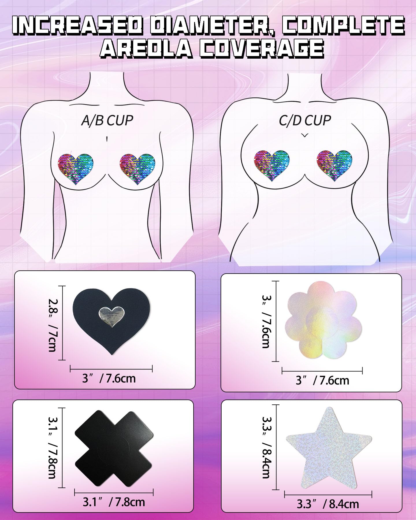 CICKEE Pasties Rave Pack - Nipple Covers Stickers - Disposable Sticky Breast Petals - 15 Pairs: Orange-red-black 15