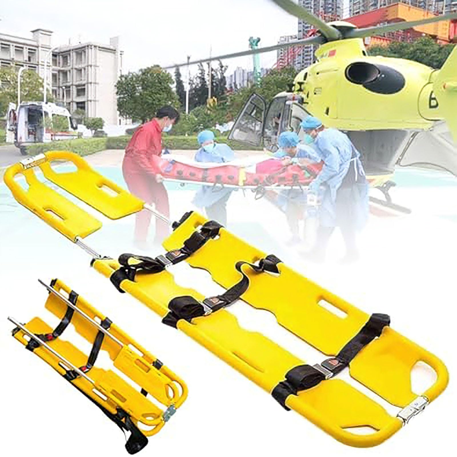 Camilla de Rescate, Camilla EMT de Cuchara, Camilla Plegable Portátil de Plástico, Longitud de 160 a 210 cm, Ideal para Evacuación Heridos en Rescates Emergencia Stretcher