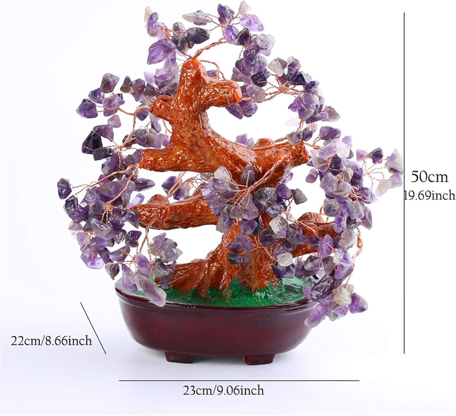Crystals Stones Tree Amethyst Crystal Tree Resin Base Bonsai Money Tree for Wealth and Luck Home Craft Opening Gifts Money Tree Feng Shui Ornaments