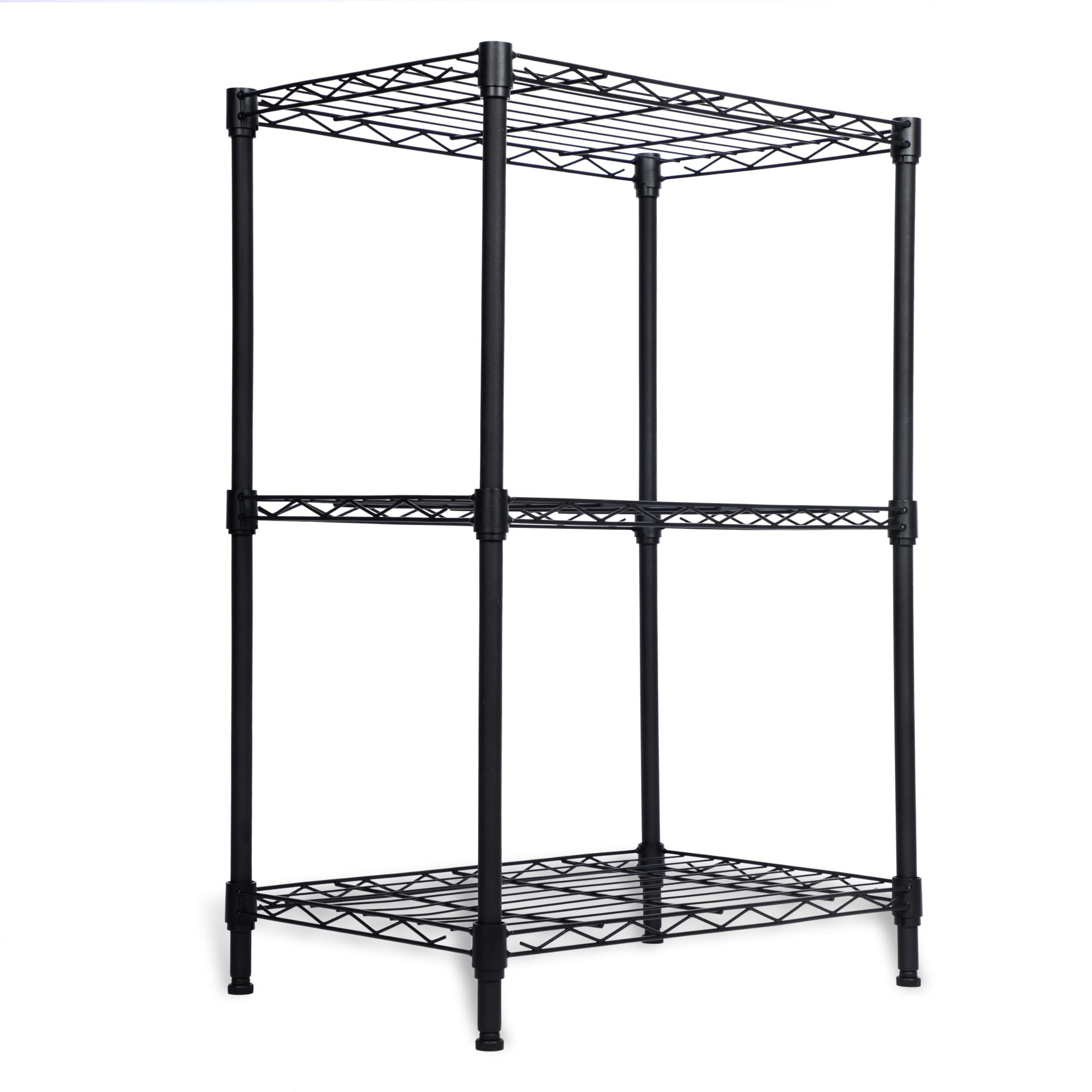 Whitmor 3 Tier Storage Shelves, Heavy Duty Metal Shelving, 400 lbs Capacity per Shelf, 1200 lbs Total, Easy Assembly for Kitchen, Garage, Plant, 18" L x 12" W x 26.4" H, Black
