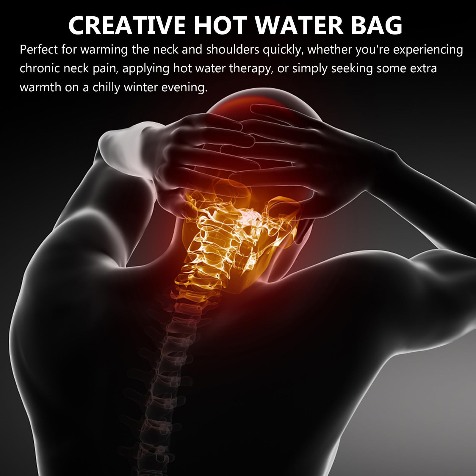 SECFOU Bolsa de Agua Caliente Rellenable en Forma Cuello y Hombros Compresión y Material de Silicona y Felpa Adecuado para Invierno en Casa y Viajes