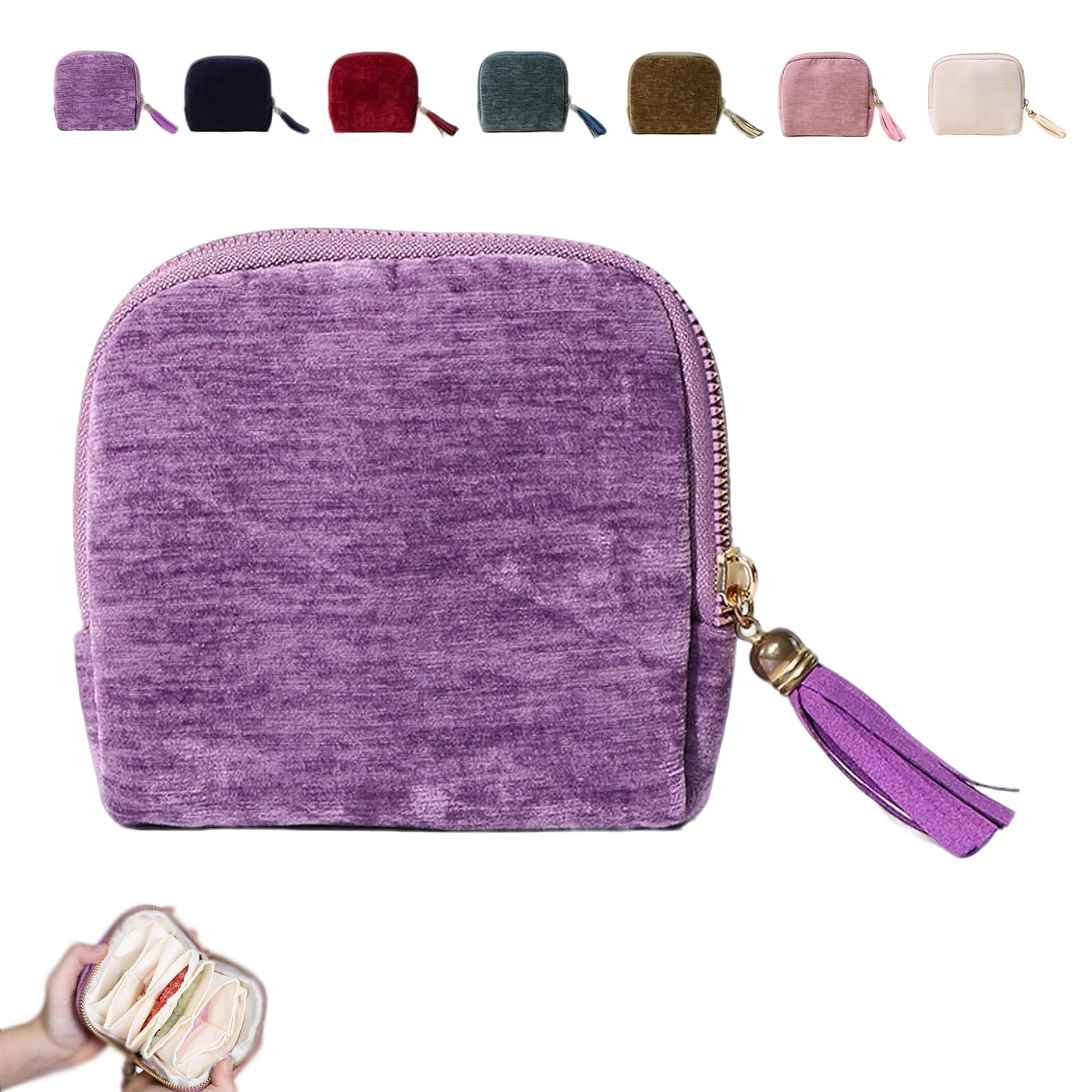 Gettoreach Travel Jewelry Case, Stuffdatas/Gettoreach Travel Jewelry Case, Anti-Scratch & Portable Jewelry Bag Holder with Five Compartments, for Travel & Everyday (Purple)