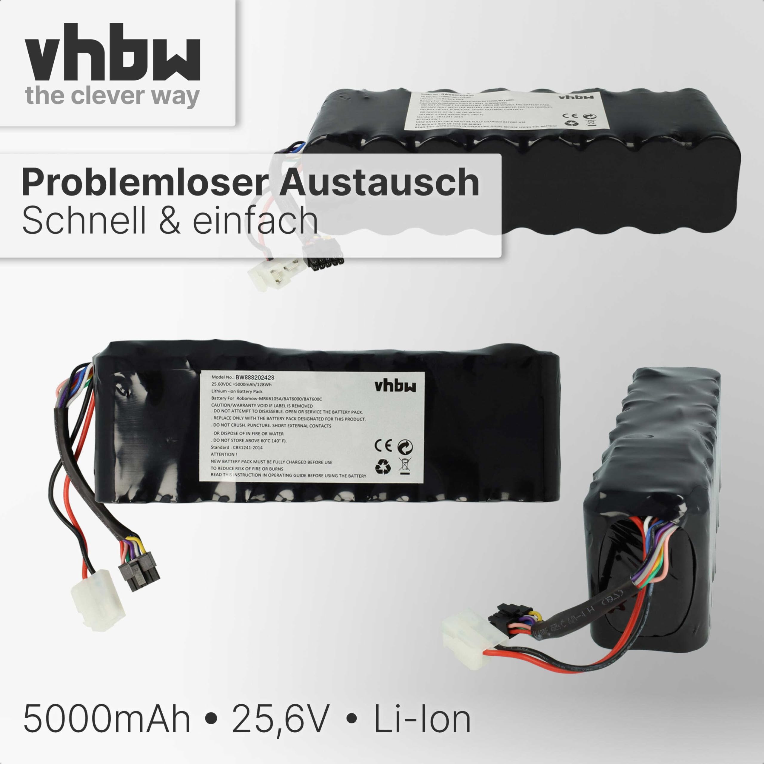 vhbw Bateria kompatybilna z kosiarką Wolf Garten Expert Robo Scooter 1800 (5000 mAh, 25,6 V, LiFePO4)