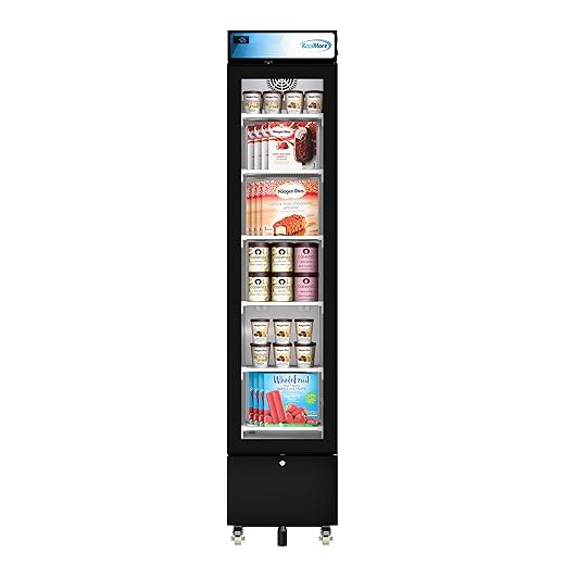 KoolMore 17 in. Slim Commercial Merchandiser Freezer with Manual Defrost, 6.5 Cu. Ft. Capacity, ETL Listed in Black (KM-MDF-17S)