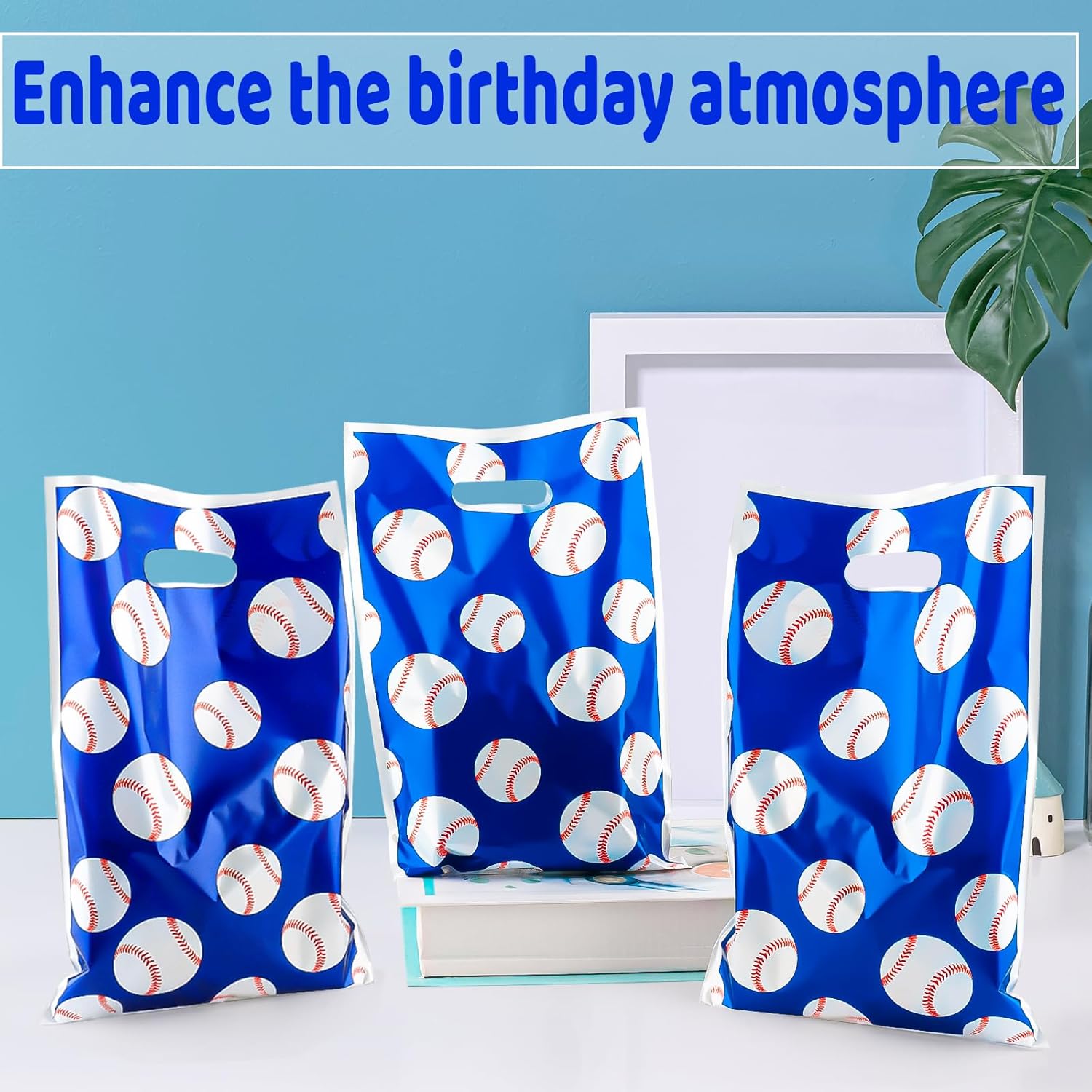 AEOKJOSI 30pcs Plastic Baseball Party Favor Bags - Practical Goodie Bags Favors with Goodie Storage, Party Gift Bag for Birthday, Sport Theme Parties (6.4x10 Inch) - Image 3