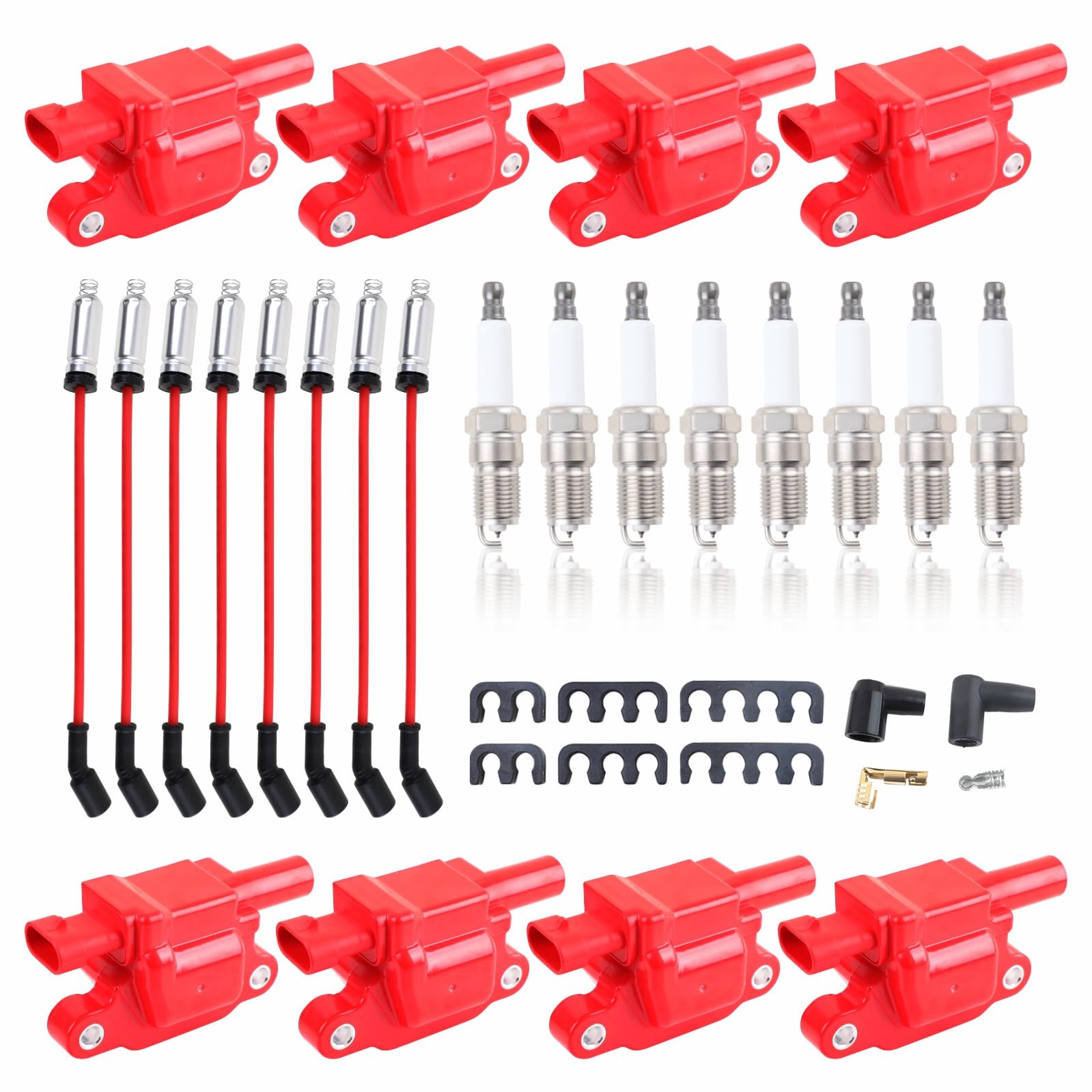 red Set of of 8 Square Ignition Coil Pack Fits for 5 3 V8 2007 2008 2009 2010