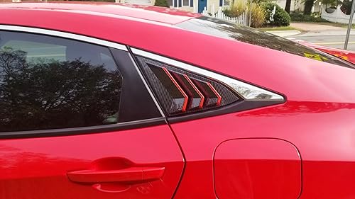 Miniatura 3 de Acdeyaca Persianas laterales traseras compatibles con Honda Civic Sedan 2016-2021, persianas de ventilación de aire (patrón de fibra de carbono y