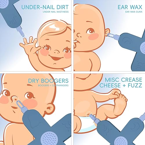 Miniatura 3 de 2 piezas de limpiador de nariz, uñas y oídos 4 en 1 para bebé, herramienta de eliminación segura de cera de oídos y limpiador de nariz para bebé