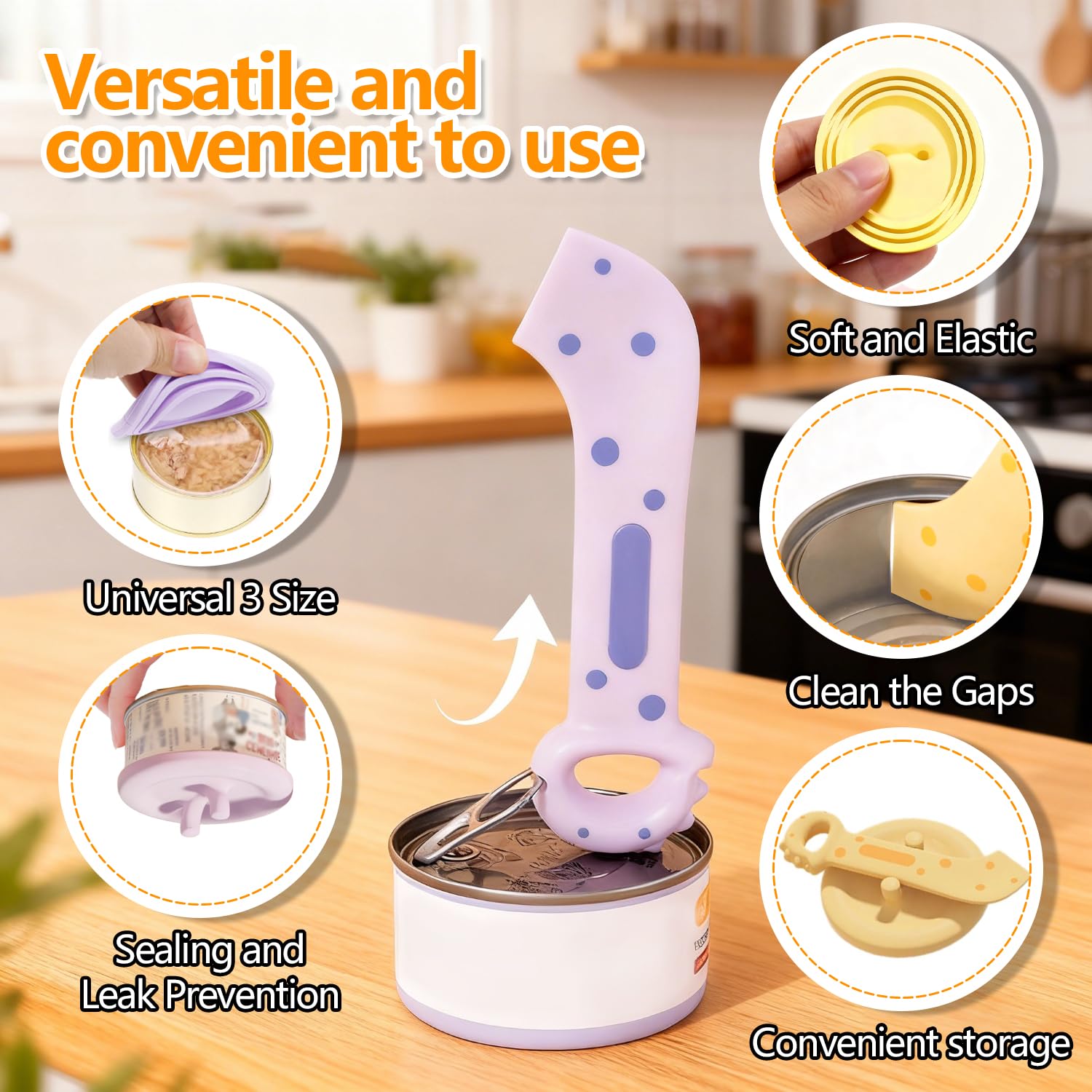 4 Pièces Couvercle Boite de Conserve avec Antidérapant Cuillère D'étanchéité Couvercle Silicone Ouverture Portable Convient Ouvre-Boîte Multifonction pour Chats et Chiens