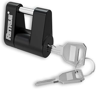 RETRUE Trailer Tongue Coupler Lock - 1/4" Pin, 3/4" Span Heavy Duty Hitch Lock for RV Boat Truck Couplers, Black