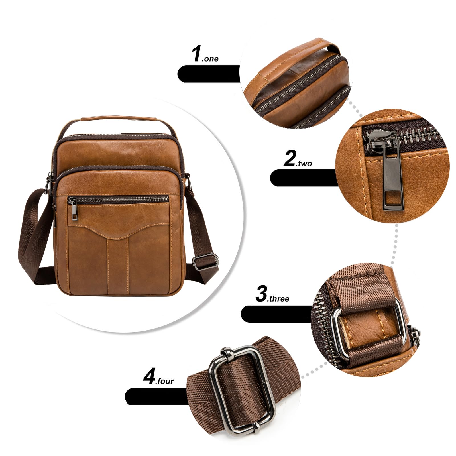 Sacs bandoulière Homme Sacs business vintage cuir veritable Sacs à main voyage multifonctionnel