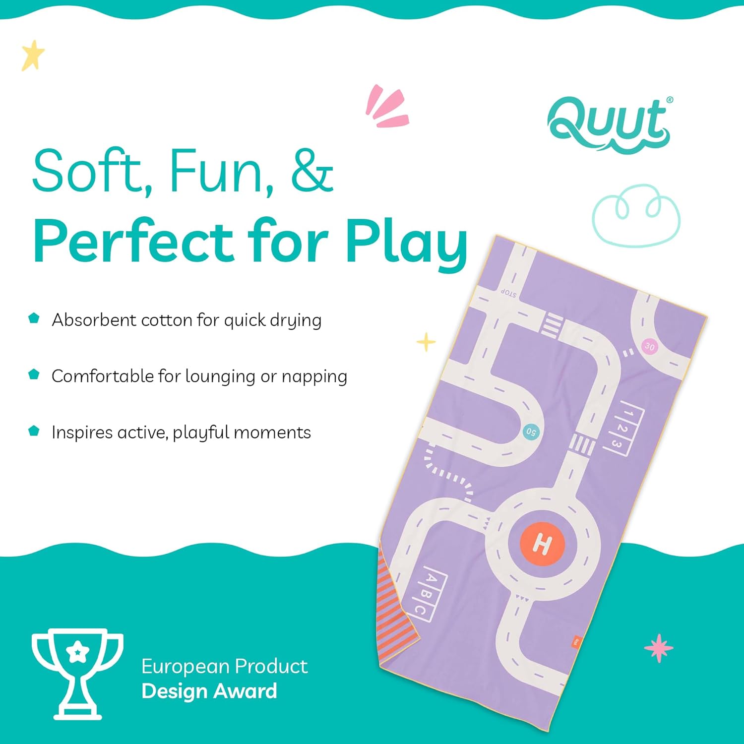QUUT Play Towel Medium Road Lavender
