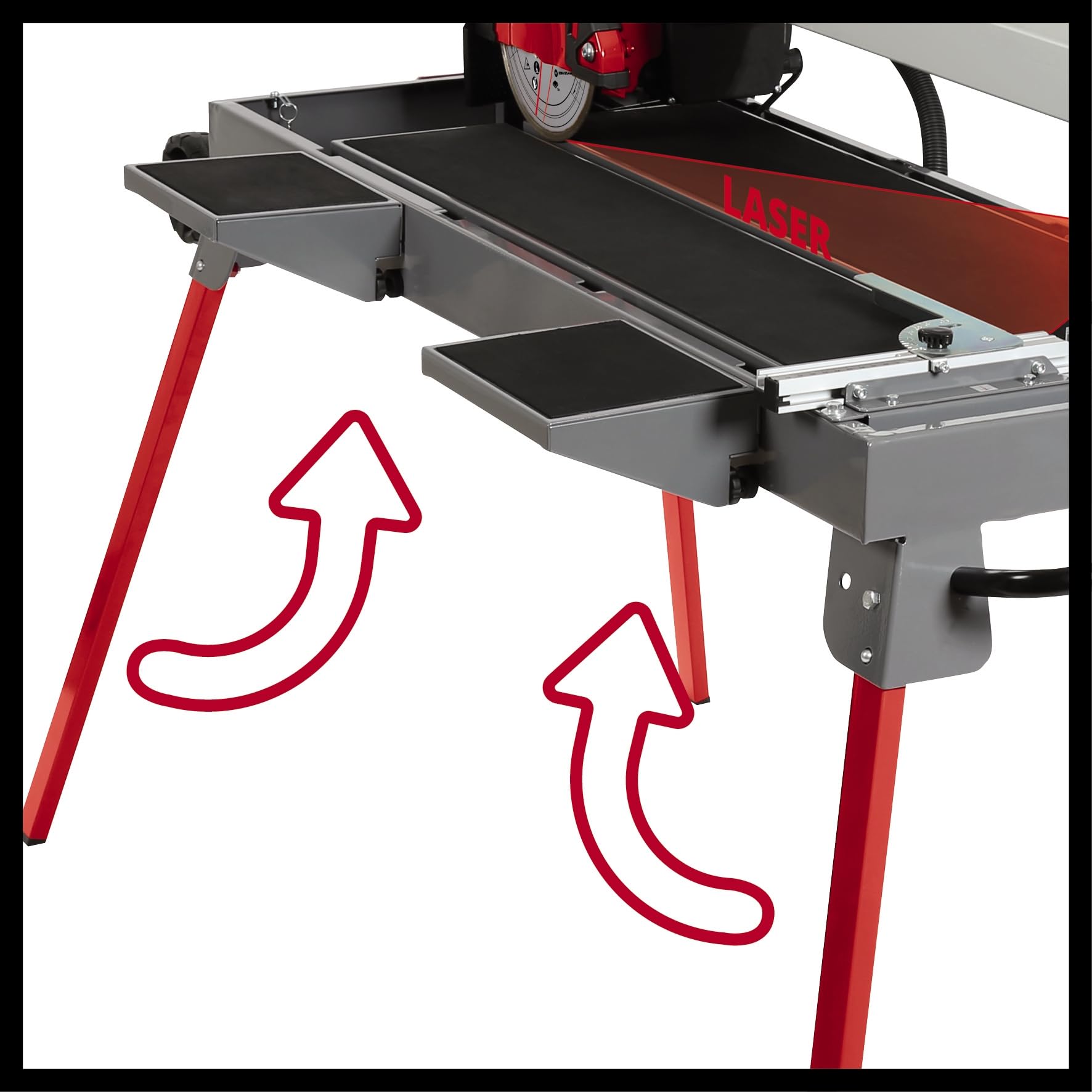 Einhell Coupe-carrelage radial TE-TC 920 UL (900 W, Longueur de coupe : 920 mm, Piètement repliable, Grand bac de récupération d'eau, Disque à tronçonner au diamant turbo, Laser)