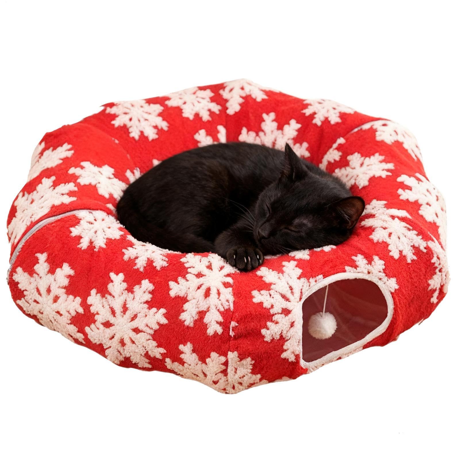 Cama de túnel para gatos Huvqianu con diseño de donut suave para estimulación felina