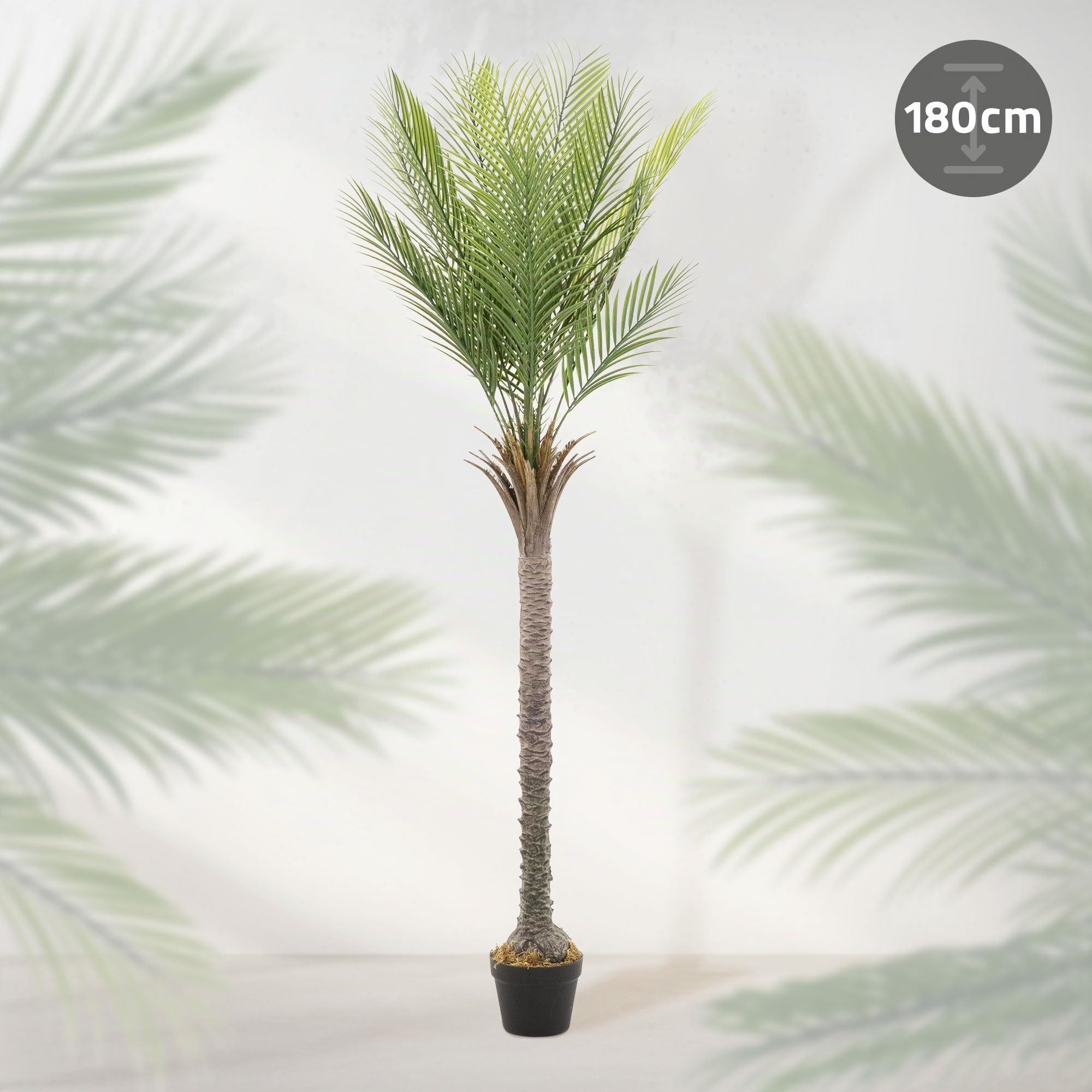 ML-Design Palmier Artificiel 180 cm, Plante Artificielle Grande, Palmier Tropical Artificiel, Fausse Plante en Plastique, Aspect Naturel, Arbre en Pot, Décoration pour Intérieur/Extérieur Salon Bureau