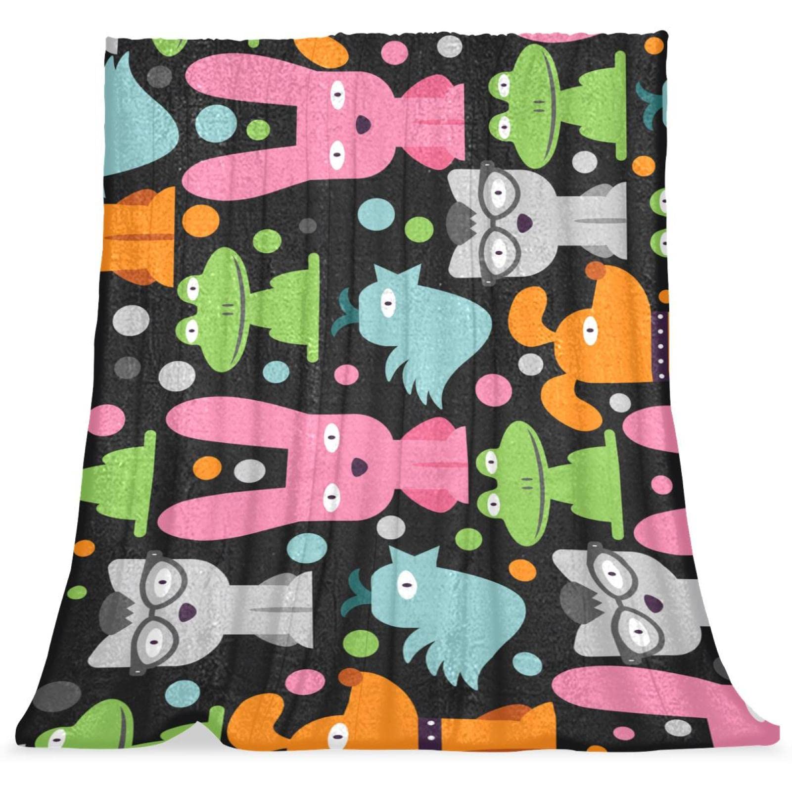 Couverture polaire plaid canapé animaux dessin animé pour chambre enfant