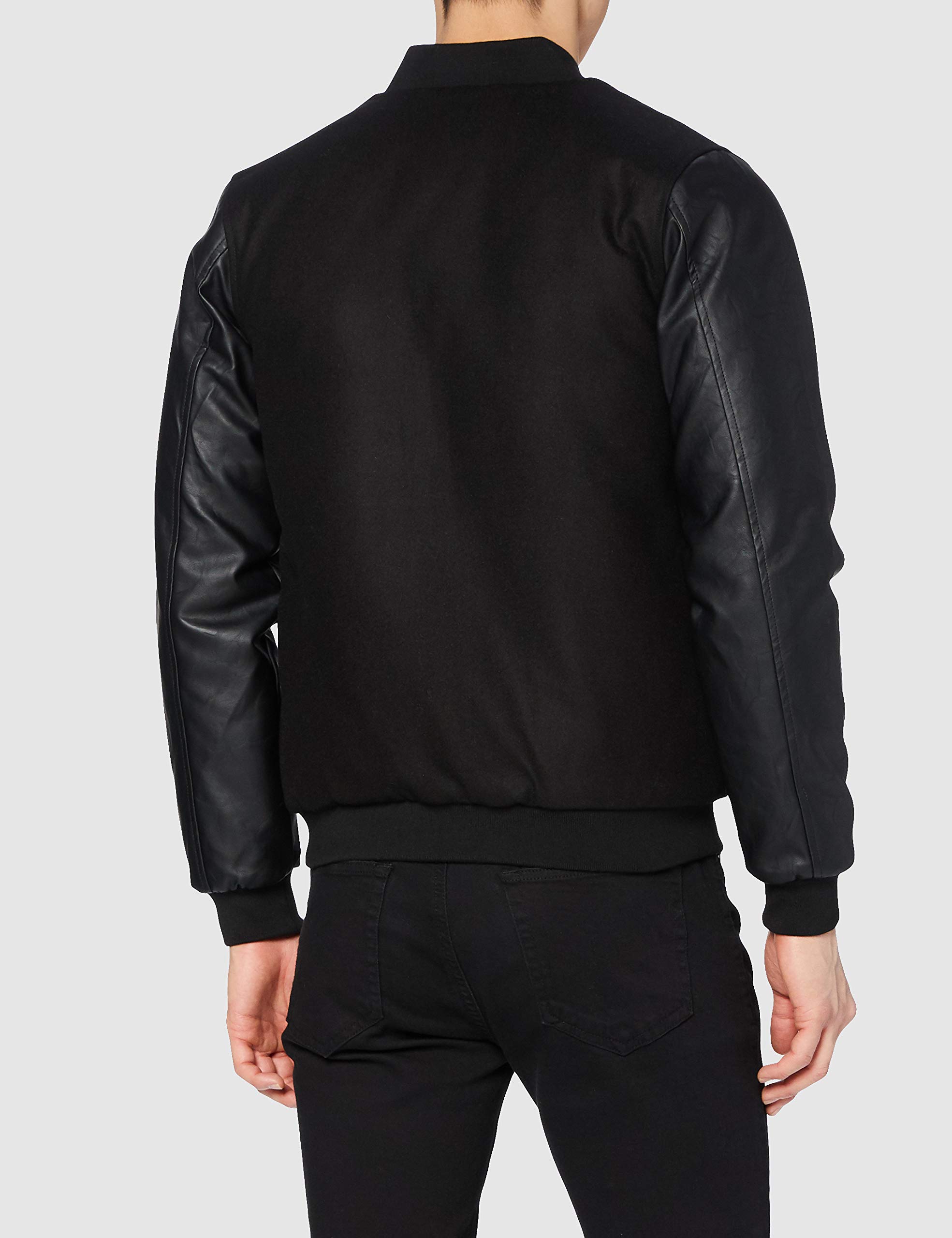 Urban Classics Men's Apparel Oldschool College Jacket blk/blk Size:S - Image 4